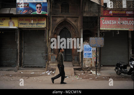 Eine Straße in Paharganj, Indien Stockfoto