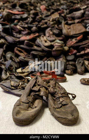 Auschwitz, weniger Polen/Polen - 04.Februar 2018: Auschwitz Birkenau, Nazi Konzentrations- und Vernichtungslager. Stockfoto