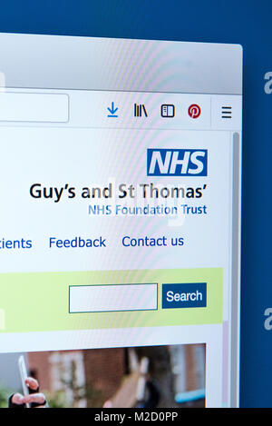 LONDON, UK, 15. Januar 2018: Die Homepage der offiziellen Website für die Kerle und St. Thomas NHS Foundation Trust, die am 15. Januar 2018. Stockfoto