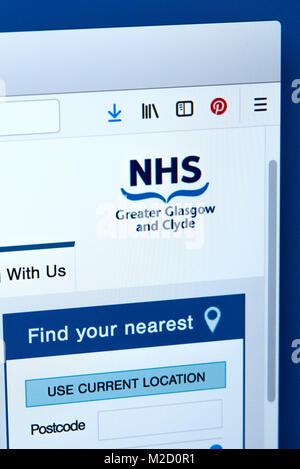 LONDON, UK, 15. Januar 2018: Die Homepage der offiziellen Website für das NHS Greater Glasgow und Clyde, die am 15. Januar 2018. Stockfoto