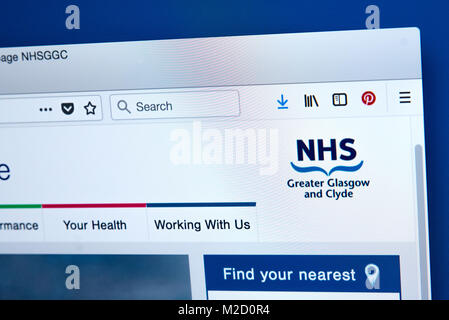 LONDON, UK, 15. Januar 2018: Die Homepage der offiziellen Website für das NHS Greater Glasgow und Clyde, die am 15. Januar 2018. Stockfoto