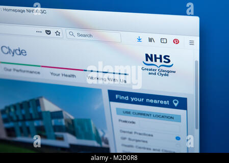 LONDON, UK, 15. Januar 2018: Die Homepage der offiziellen Website für das NHS Greater Glasgow und Clyde, die am 15. Januar 2018. Stockfoto
