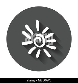 Hand Sonne Symbol gezeichnet. Vector Illustration mit langen Schatten. Stock Vektor