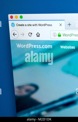 LONDON, UK, 25. Januar 2018: Die Homepage der offiziellen Website für WordPress - die online content management system, am 25. Januar 2018. Stockfoto