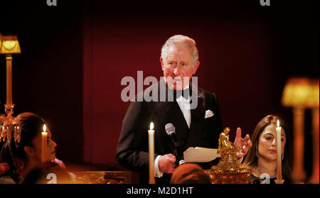 Der Prinz von Wales sprach an einem Empfang und Abendessen zur Feier des 10. Jahrestages der Britisch-asiatische Vertrauen, im Buckingham Palace in London. Stockfoto