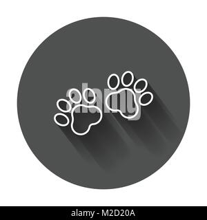Pfotenabdruck vektor Icon im Einklang Stil. Hund oder Katze pfotenabdruck Abbildung. Tier Silhouette mit langen Schatten. Stock Vektor