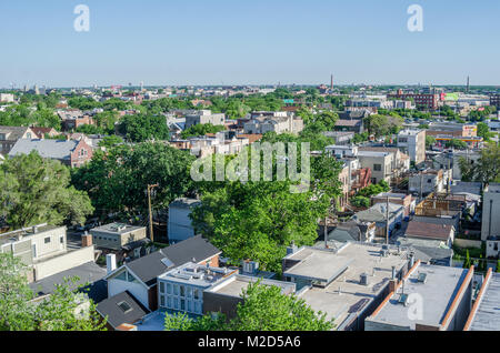 Luftaufnahme von West Town, Bucktown und Wicker Park Nachbarschaften. Stockfoto