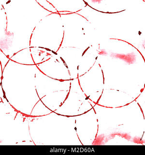 Eine nahtlose Muster der Flecken von Gläser Rotwein, abstrakte wiederholen Stockfoto