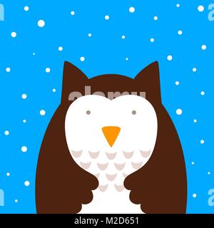 Cartoon Eule, Schnee Abbildung. Stock Vektor