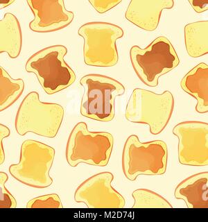 Brot Scheibe Toast mit Marmelade - nahtlose Muster Stock Vektor