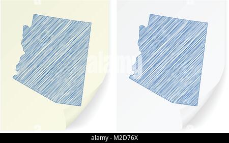 Arizona-Scribble-Karte auf einem weißen Hintergrund. Stock Vektor