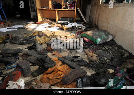 DHAKA, BANGLADESCH - November 25, 2012: Die tazreen Moden Fabrik nach dem Brand. Textilfabrik, in denen sich ein Brand 112 Menschen getötet, Dhaka, Bangladesch Stockfoto