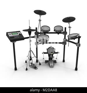 Elektronische Drum Kit auf Weiß. 3D-Darstellung Stockfoto