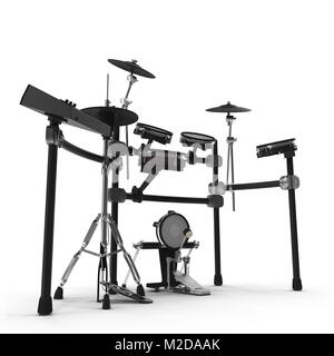 Elektronische Drum Kit auf Weiß. 3D-Darstellung Stockfoto