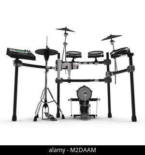 Elektronische Drum Kit auf Weiß. 3D-Darstellung Stockfoto