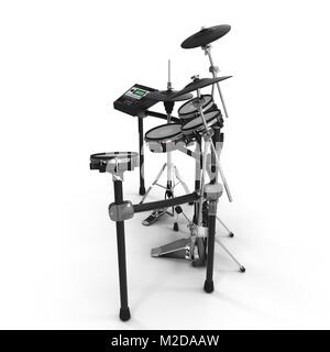 Elektronische Drum Kit auf Weiß. 3D-Darstellung Stockfoto