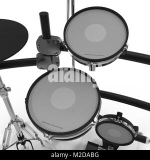 Elektronische Drum Kit auf Weiß. 3D-Darstellung Stockfoto