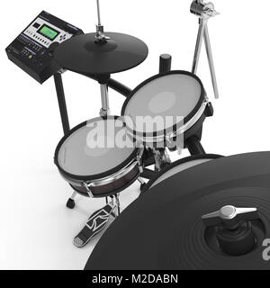 Elektronische Drum Kit auf Weiß. 3D-Darstellung Stockfoto