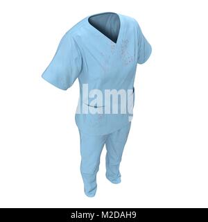 Medizinische Arbeiter Kleidung für Frau mit Blut befleckt isoliert auf Weiss. Keine Menschen. 3D-Darstellung Stockfoto