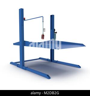 Zwei Pfosten Parkplatz Lift auf Weiß. 3D-Darstellung Stockfoto