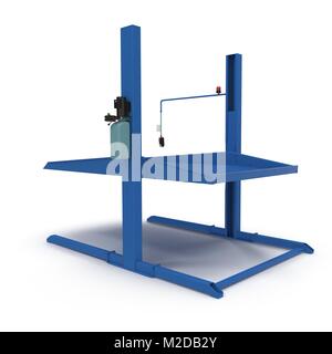 Zwei Pfosten Parkplatz Lift auf Weiß. 3D-Darstellung Stockfoto