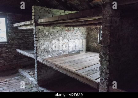 Holz- Schlafende Zellen, Birkenau Konzentrationslager, Polen Stockfoto