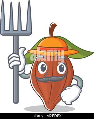 Landwirt cacao Bohne Charakter Cartoon Stock Vektor