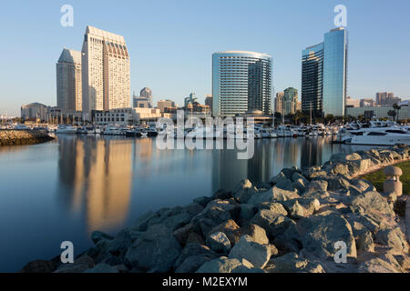 Morgen Blick auf San Diego von Embarcadero Park Stockfoto