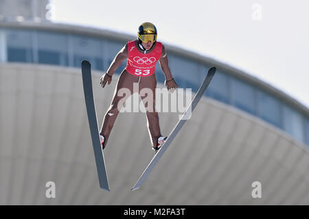 Piotr ZYLA (POL), Aktion, gewölbt, Skijjumping, Skispringen, Training am 08.02.2018, Olympische Winterspiele 2018, vom 09.02. - 25.02.2018 in PyeongChang/Suedkorea. | Verwendung weltweit Stockfoto