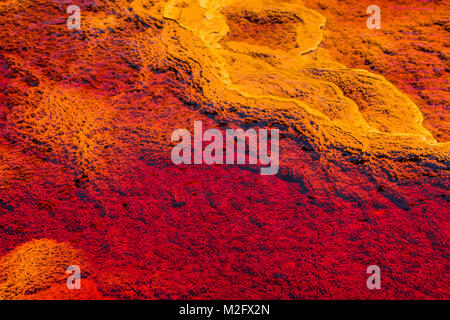 Fantastische Farben von Rio Tinto. Der Fluss ist bekannt für seine tief rote Farbe aufgrund der hohen Konzentration von Eisensalzen und Sulfate in Wasser. Provinz H Stockfoto