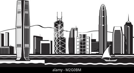 Hong Kong Skyline bei Tag - Vector Illustration Stock Vektor