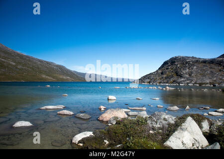 Camp Ataa, Grönland. Die Ataa Camp liegt im Norden von Grönland auf ungefähr fünf Stunden segeln von Ilulissat entfernt, in einer wunderschönen Bucht, ist der ideale Stockfoto