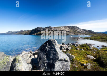 Camp Ataa, Grönland. Die Ataa Camp liegt im Norden von Grönland auf ungefähr fünf Stunden segeln von Ilulissat entfernt, in einer wunderschönen Bucht, ist der ideale Stockfoto