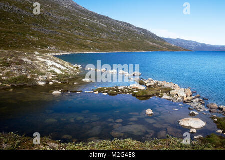 Camp Ataa, Grönland. Die Ataa Camp liegt im Norden von Grönland auf ungefähr fünf Stunden segeln von Ilulissat entfernt, in einer wunderschönen Bucht, ist der ideale Stockfoto