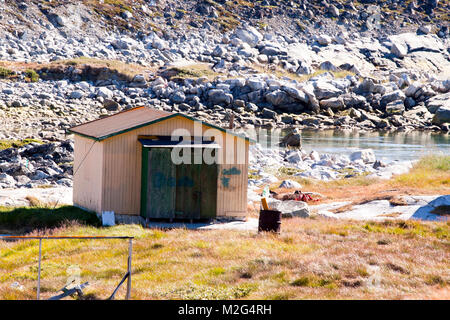 Camp Ataa, Grönland. Die Ataa Camp liegt im Norden von Grönland auf ungefähr fünf Stunden segeln von Ilulissat entfernt, in einer wunderschönen Bucht, ist der ideale Stockfoto
