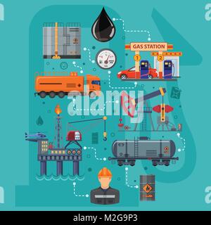 Öl Industrie Infografiken Stock Vektor