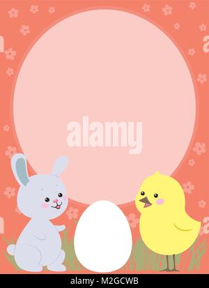 Ostern Hase und Huhn. Stock Vektor