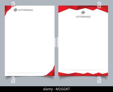 Abstrakt kreativ Briefpapier Design template Red Color geometrische overlay Dreieck auf weißem Hintergrund. Vector Illustration Stock Vektor