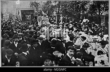 Suffragetten - Feiern & Prozession über die Freigabe der suffragette Frau Lawrence aus dem Gefängnis - 17. April 1909 Stockfoto