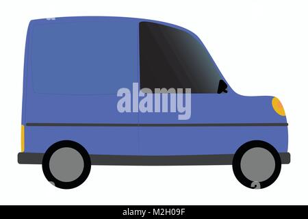 Abbildung: Mehrzweckfahrzeug in Blau, Vektor der Minivan für Lieferung von kleinen Waren/hohes Dach Fahrzeug für den Transport von Lebensmitteln und Gütern/MUV Stock Vektor