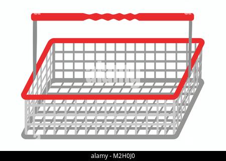 Abbildung: Leere shopper Basket für Supermarkt oder Store, Vektor der Warenkorb ohne Ware/Warenkorb im Comic-stil/Korb für Käufer Stock Vektor