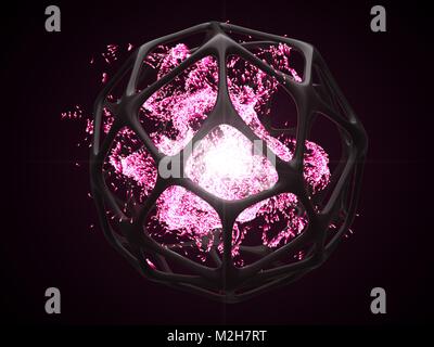 Konzept der rosa Energie Partikel in artifactial schwarz Käfig. Geeignet für jedes Konzept über, Technologie, Energie, spirituelle, Core, Magie und viele oth Stockfoto