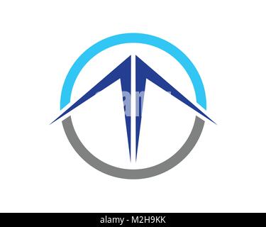 Abstract Blue Mountain Circle Emblem Stock Vektor