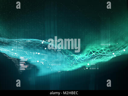 Komplexe Visualisierung von Daten und Technologie zusammen arbeiten. 3D-Darstellung Stockfoto