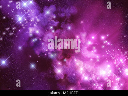 Wunder und Raum. Entfernung Sterne und Nebel Staubwolken. Raster Abbildung. Stockfoto