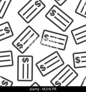 Prüfen Sie Geld nahtlose Muster Hintergrund Symbol. Flache Vector Illustration. Prüfen Dollarzeichen symbol Muster. Stock Vektor