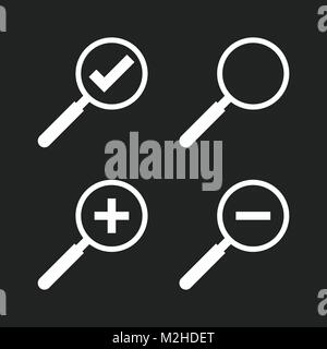 Satz von Lupe Symbol Vektor. Lupe im flachen Stil. Suche Konzept. Stock Vektor