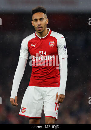 Pierre-Emerick Aubameyang von Arsenal Arsenal v Everton, Premier League, Emirates Stadium, London - 3. Februar 2018. Stockfoto