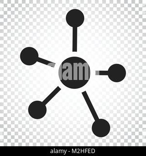 Soziales Netzwerk, Moleküle, DNA-Symbol im flachen Stil. Vector Illustration. Einfaches Geschäftskonzept Piktogramm. Stock Vektor