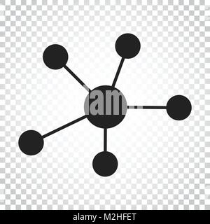 Soziales Netzwerk, Moleküle, DNA-Symbol im flachen Stil. Vector Illustration. Einfaches Geschäftskonzept Piktogramm. Stock Vektor